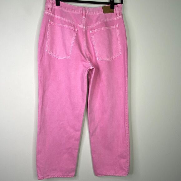 New Madewell Barbie Pink Baggy Straight Jeans Garment-Dyed Edition Size 31 - Picture 2 of 10